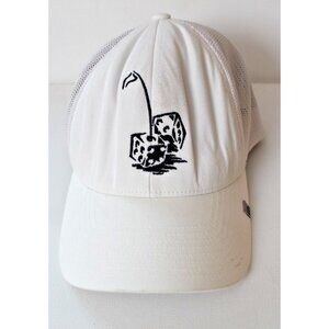 TravisMathew Dice Logo White Mesh Trucker Hat Flexfit 110 Yupoong